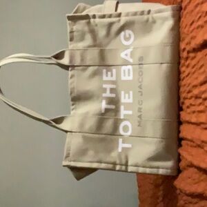 Marc Jacobs Tan and White Canvas Tote Bag